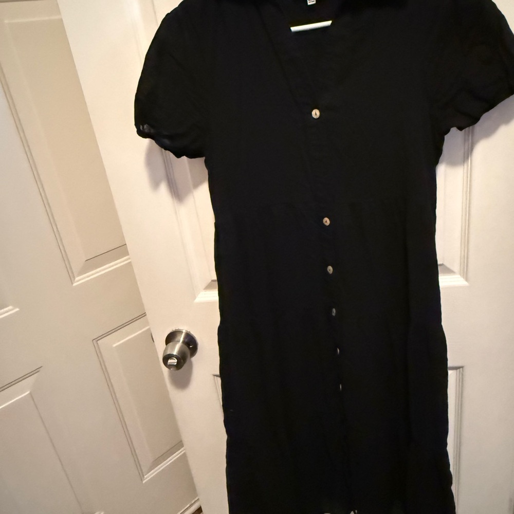 🖤HYFVE Black Button Down Tiered Midi Shirt Dress Size S